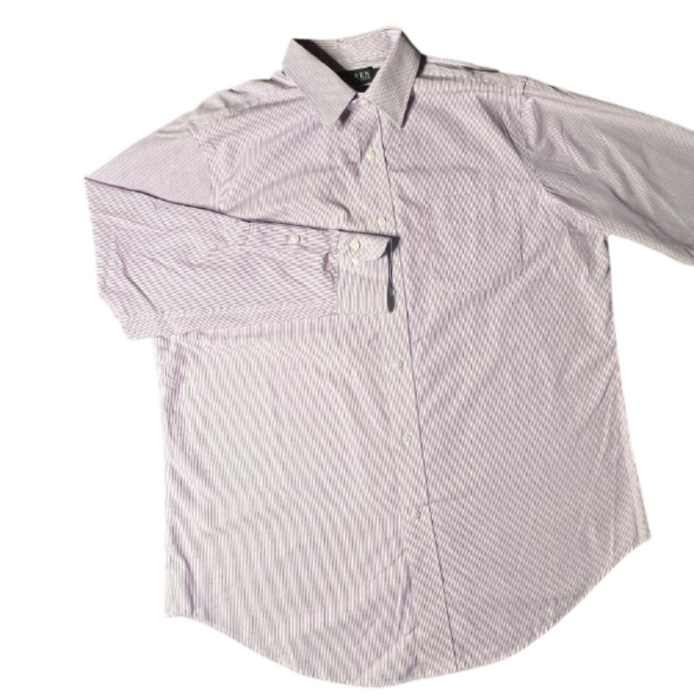 Stripe Dress Shirt Non Iron Cotton - Blue/Red - Picture 6 of 7